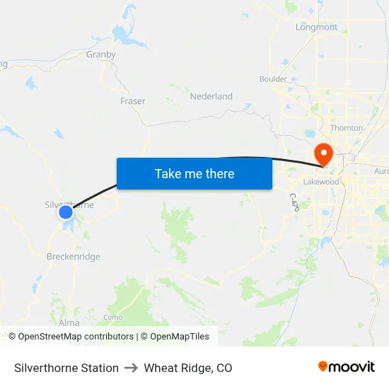 Silverthorne Station to Wheat Ridge, CO map