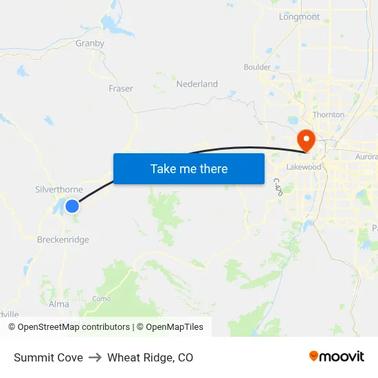Summit Cove to Wheat Ridge, CO map