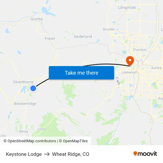 Keystone Lodge to Wheat Ridge, CO map