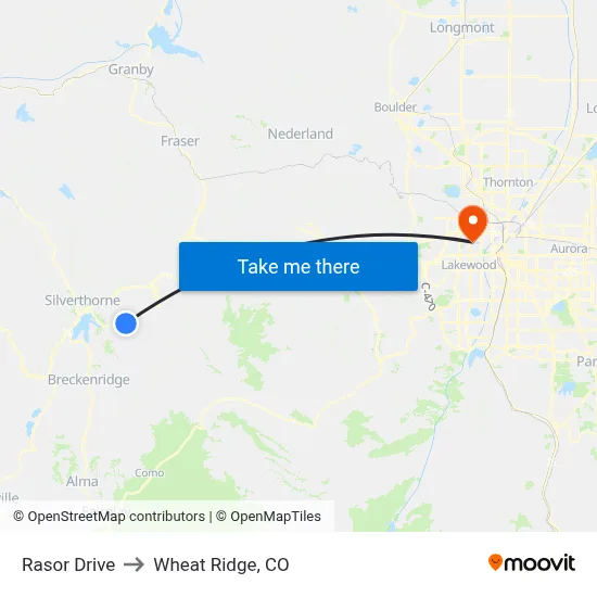 Rasor Drive to Wheat Ridge, CO map