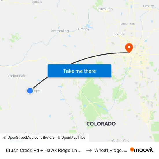 Brush Creek Rd + Hawk Ridge Ln Uphill to Wheat Ridge, CO map