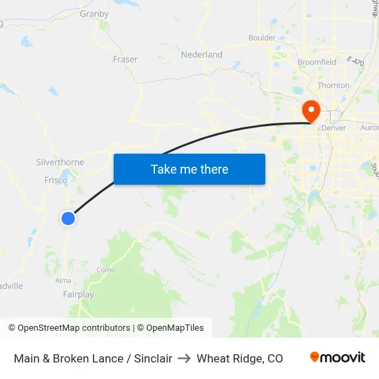 Main & Broken Lance / Sinclair to Wheat Ridge, CO map