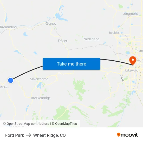 Ford Park to Wheat Ridge, CO map