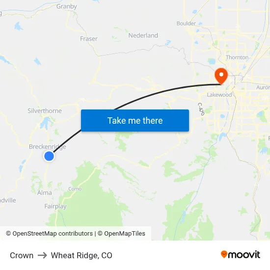 Crown to Wheat Ridge, CO map