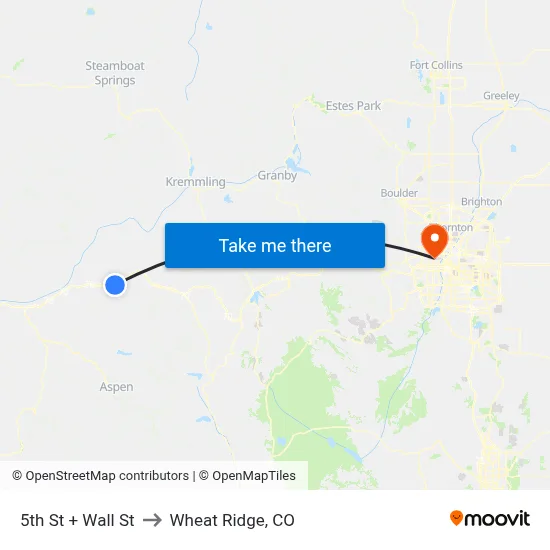 5th St + Wall St to Wheat Ridge, CO map