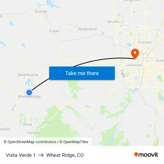 Vista Verde 1 to Wheat Ridge, CO map