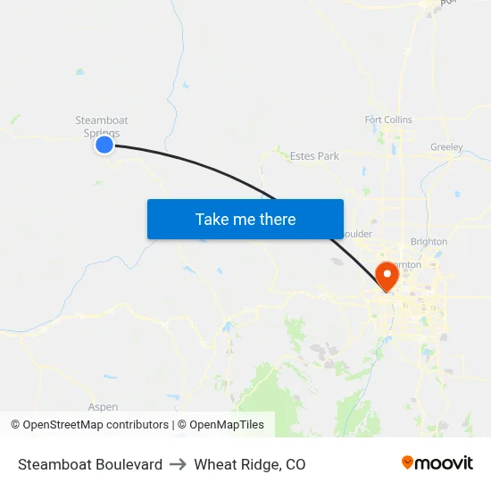 Steamboat Boulevard to Wheat Ridge, CO map