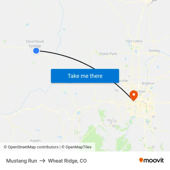 Mustang Run to Wheat Ridge, CO map