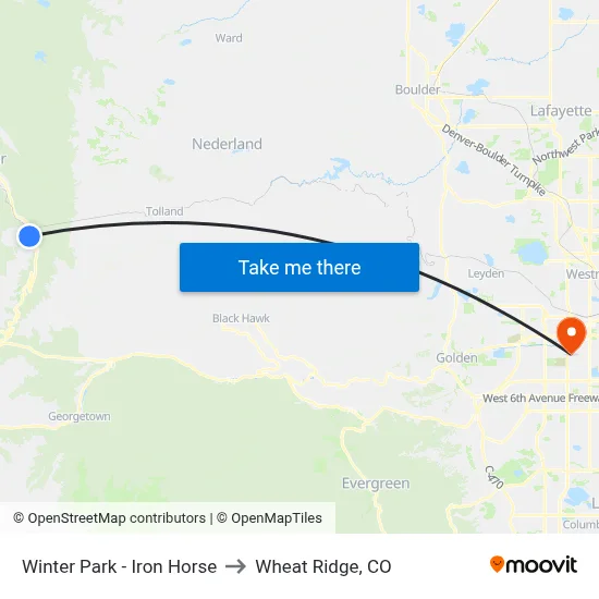 Winter Park - Iron Horse to Wheat Ridge, CO map