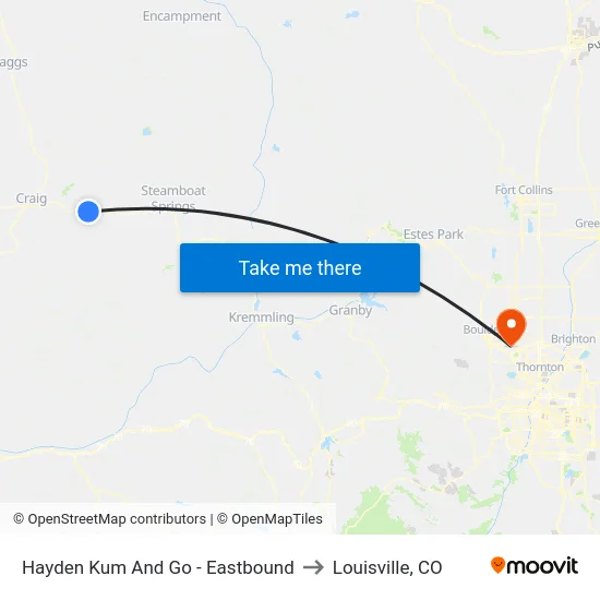 Hayden Kum And Go - Eastbound to Louisville, CO map