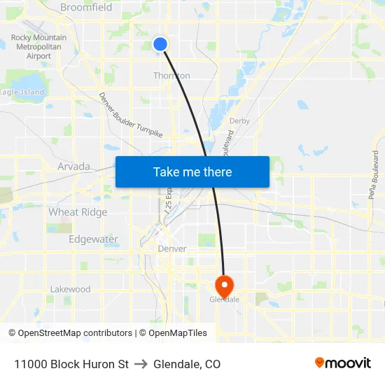 11000 Block Huron St to Glendale, CO map