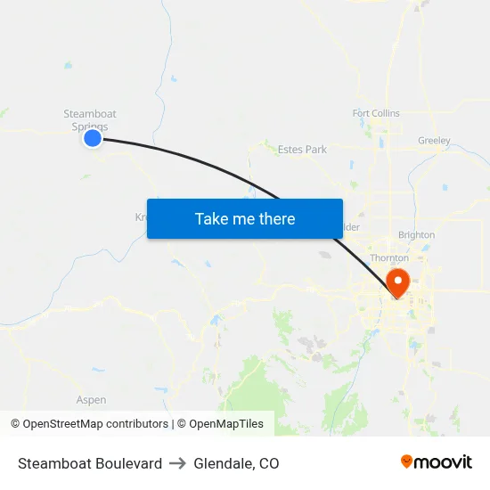 Steamboat Boulevard to Glendale, CO map