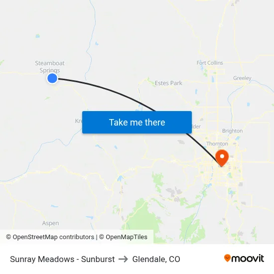 Sunray Meadows - Sunburst to Glendale, CO map