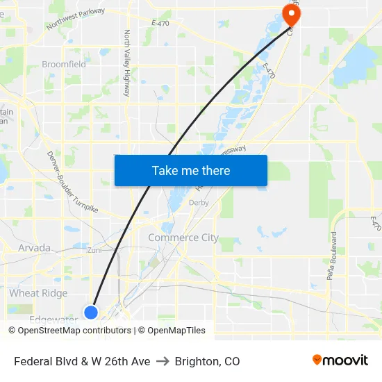 Federal Blvd & W 26th Ave to Brighton, CO map