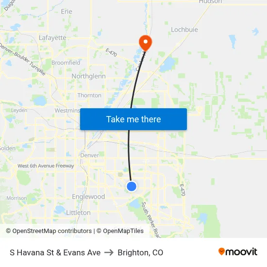 S Havana St & Evans Ave to Brighton, CO map