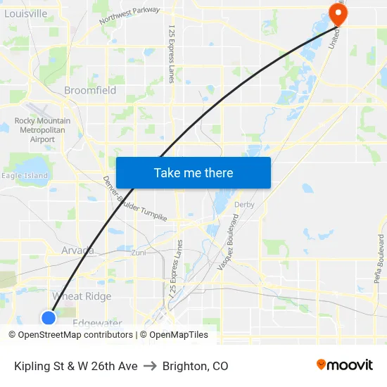 Kipling St & W 26th Ave to Brighton, CO map