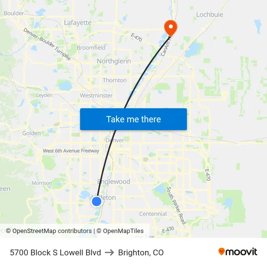 5700 Block S Lowell Blvd to Brighton, CO map