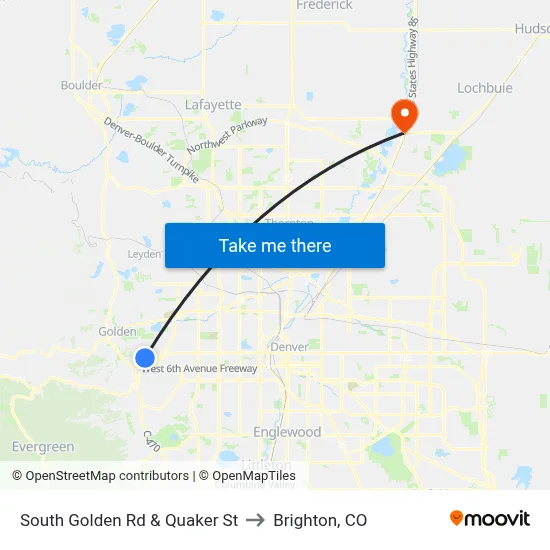 South Golden Rd & Quaker St to Brighton, CO map