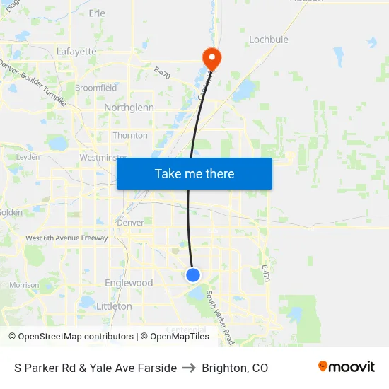 S Parker Rd & Yale Ave Farside to Brighton, CO map