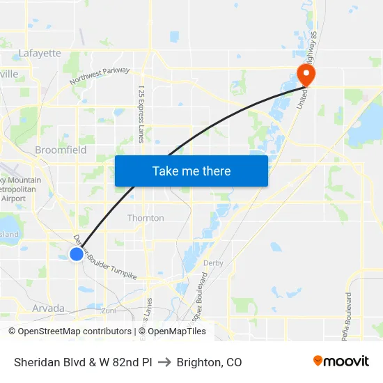 Sheridan Blvd & W 82nd Pl to Brighton, CO map