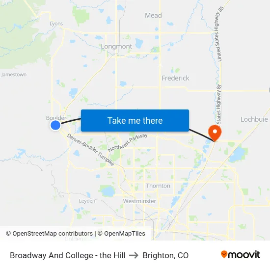 Broadway And College - the Hill to Brighton, CO map