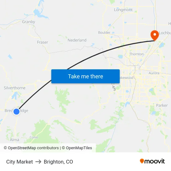 City Market to Brighton, CO map