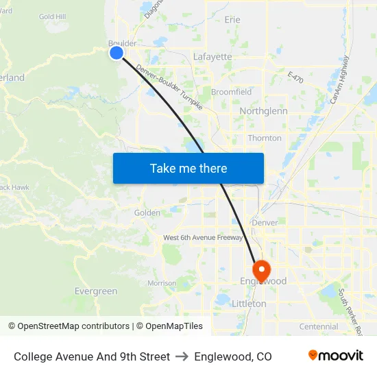 College Avenue And 9th Street to Englewood, CO map