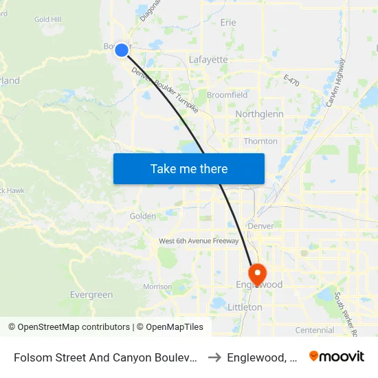 Folsom Street And Canyon Boulevard to Englewood, CO map