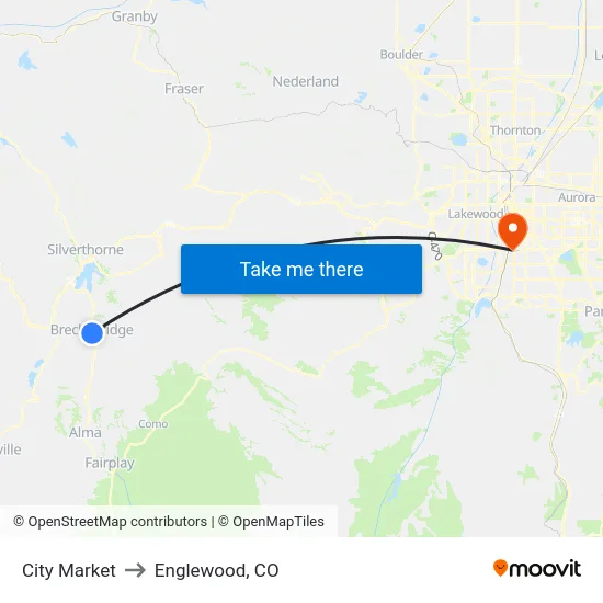 City Market to Englewood, CO map