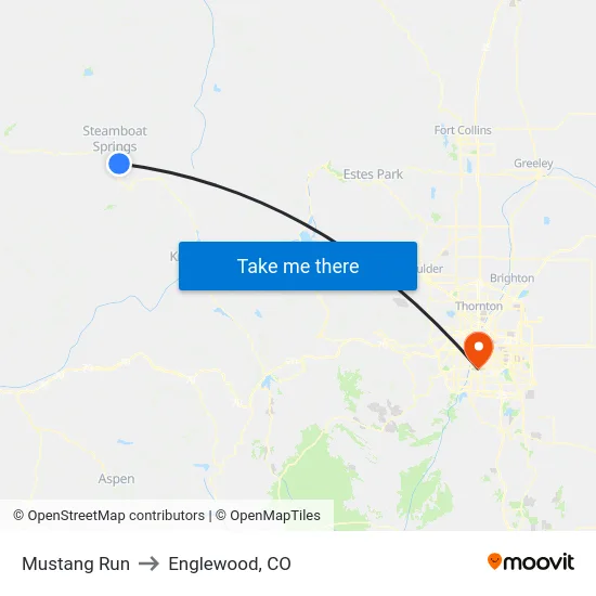 Mustang Run to Englewood, CO map