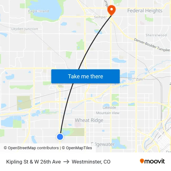 Kipling St & W 26th Ave to Westminster, CO map