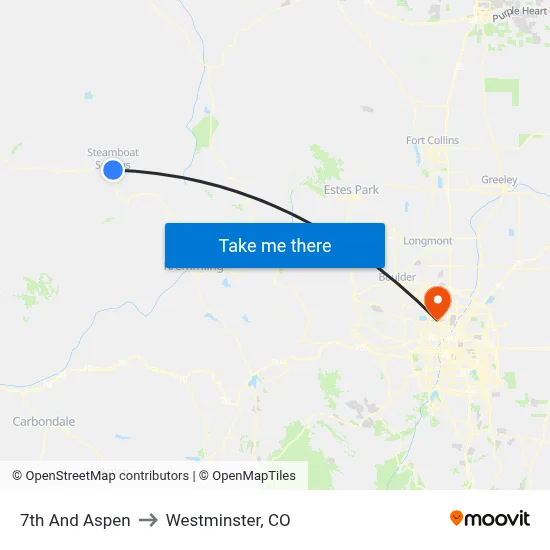 7th And Aspen to Westminster, CO map