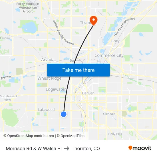 Morrison Rd & W Walsh Pl to Thornton, CO map