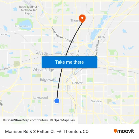 Morrison Rd & S Patton Ct to Thornton, CO map