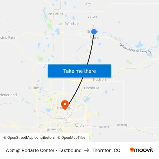 A St @ Rodarte Center - Eastbound to Thornton, CO map