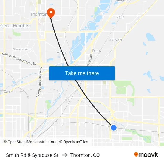 Smith Rd & Syracuse St. to Thornton, CO map