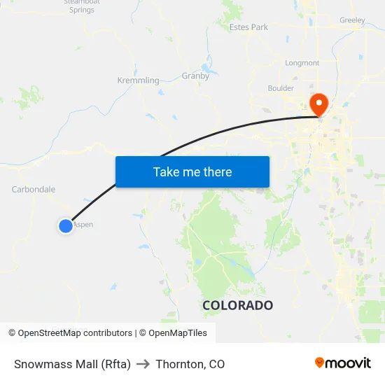Snowmass Mall (Rfta) to Thornton, CO map