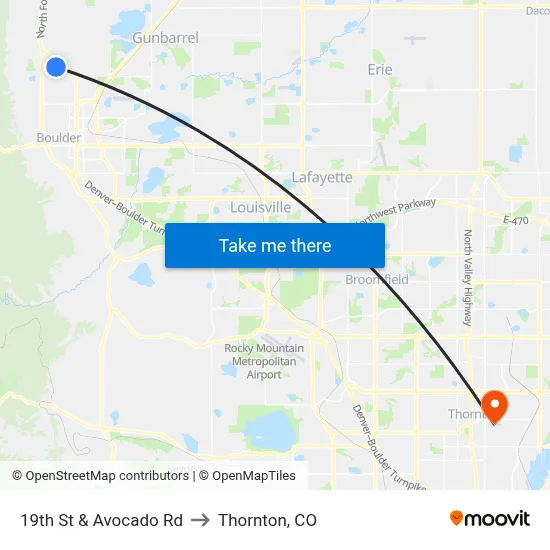 19th St & Avocado Rd to Thornton, CO map