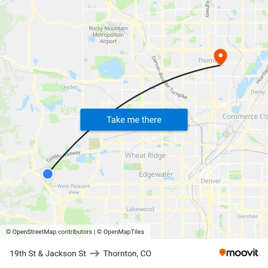19th St & Jackson St to Thornton, CO map