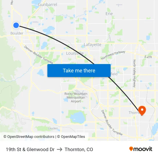 19th St & Glenwood Dr to Thornton, CO map