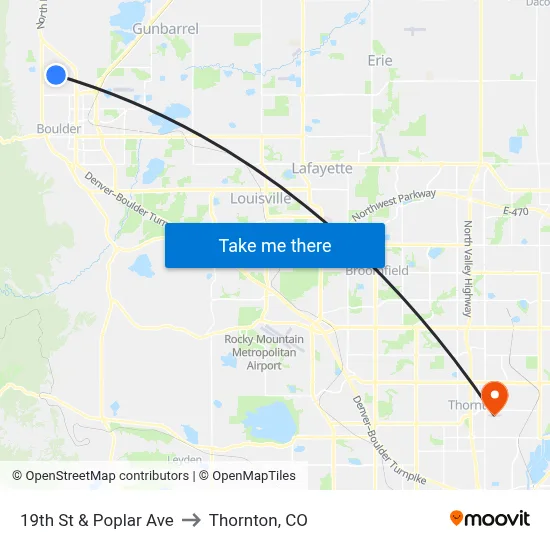 19th St & Poplar Ave to Thornton, CO map
