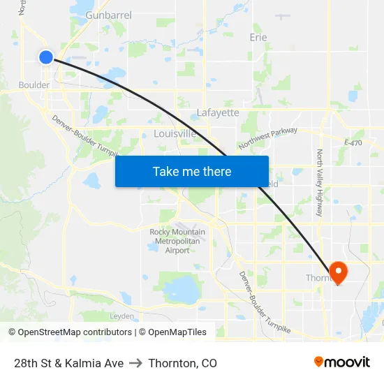 28th St & Kalmia Ave to Thornton, CO map