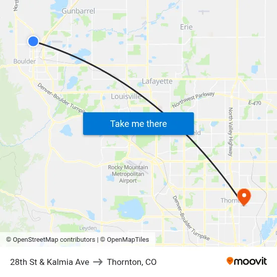 28th St & Kalmia Ave to Thornton, CO map