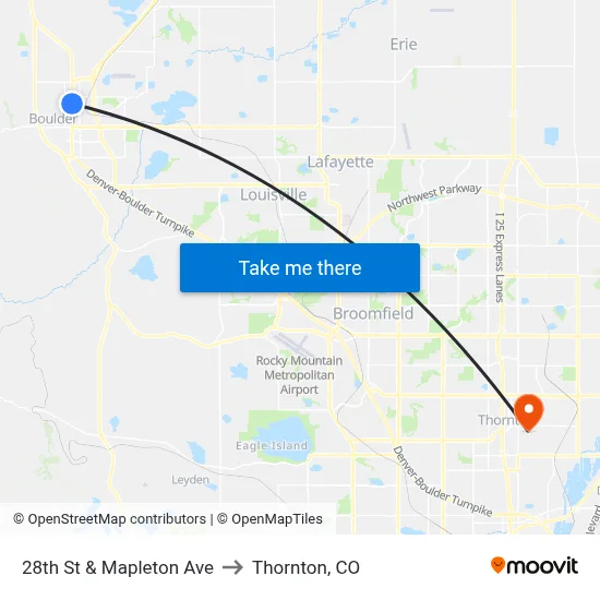 28th St & Mapleton Ave to Thornton, CO map
