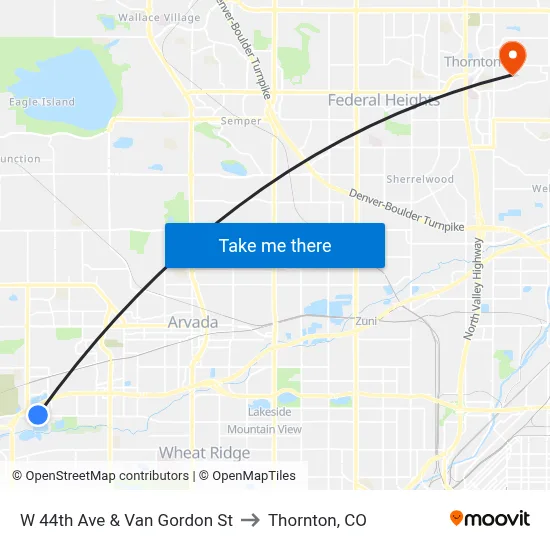W 44th Ave & Van Gordon St to Thornton, CO map