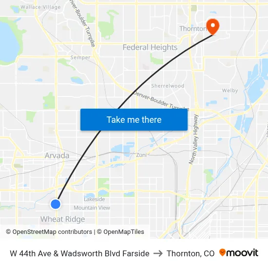 W 44th Ave & Wadsworth Blvd Farside to Thornton, CO map