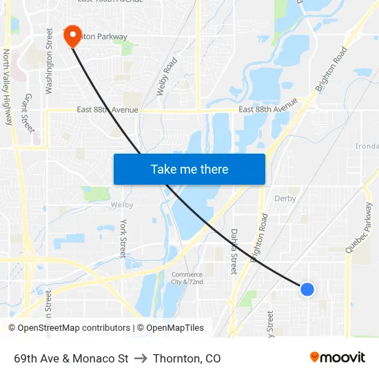69th Ave & Monaco St to Thornton, CO map