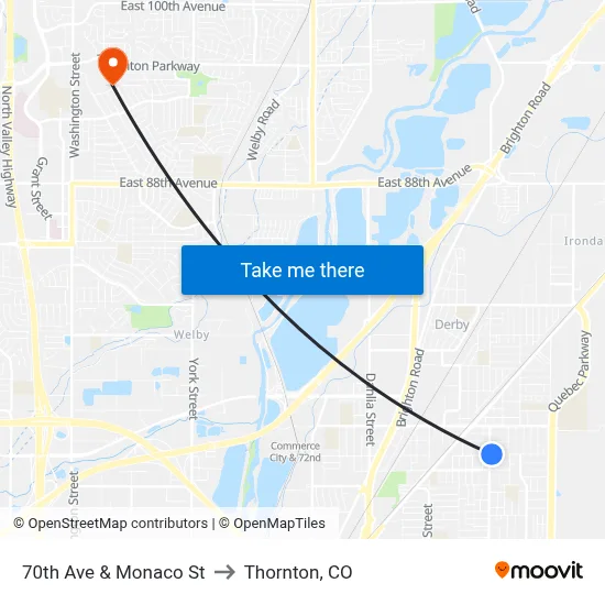 70th Ave & Monaco St to Thornton, CO map