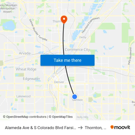 Alameda Ave & S Colorado Blvd Farside to Thornton, CO map