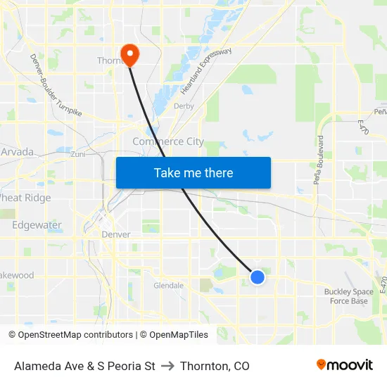 Alameda Ave & S Peoria St to Thornton, CO map